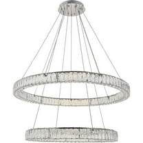 Maklaine 2 Tier 42" Round Royal Cut LED Chandelier in Chrome