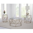 thumbnail image 2 of Steve Silver Roxy Hexagonal Clear Glass and Metal Cocktail Table, 2 of 4