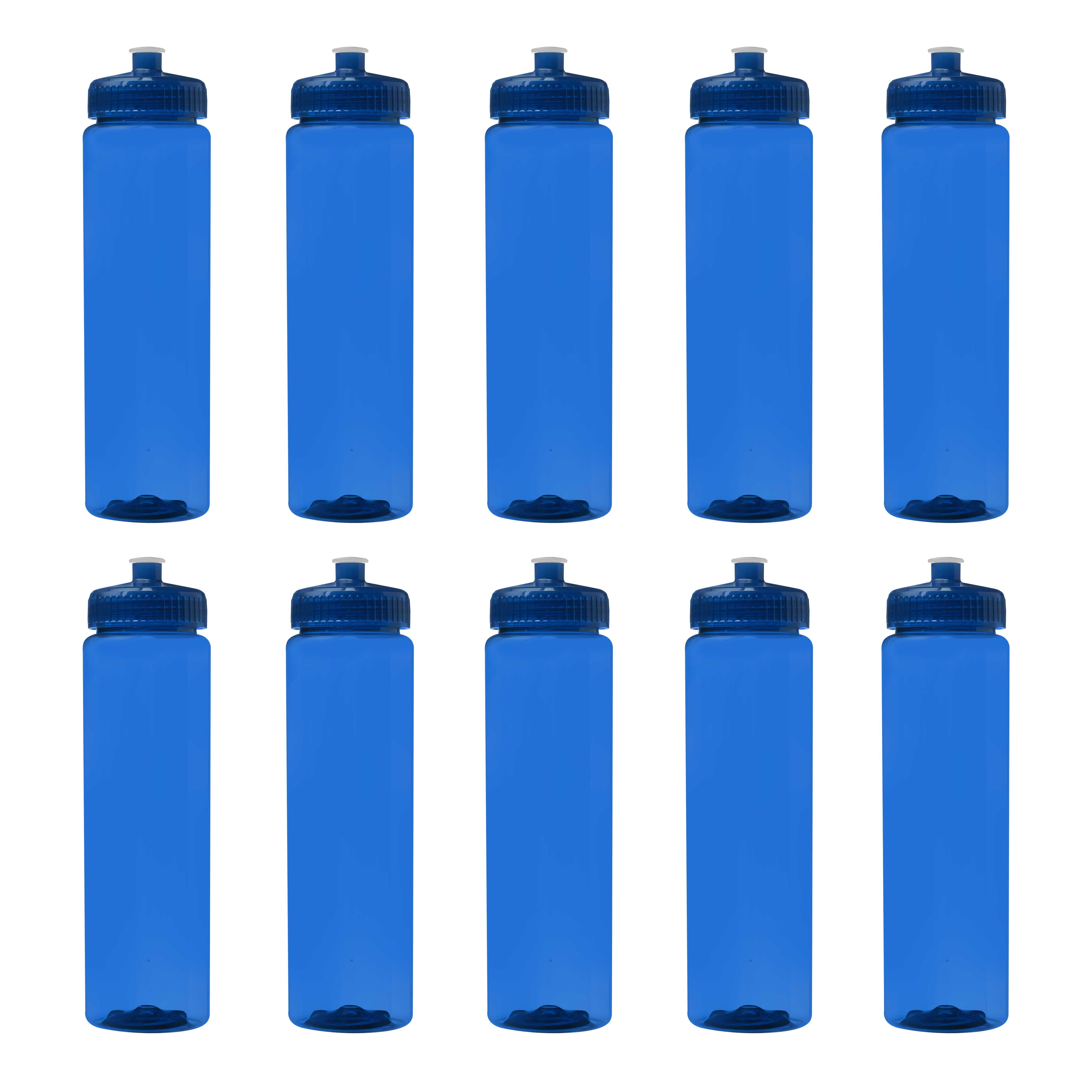 10 PolyClear Plastic Water Bottles Set, 32 oz. Durable, Leak