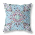thumbnail image 2 of 18â€ Blue Magenta Boho Floral Zippered Suede Throw Pillow, 2 of 3