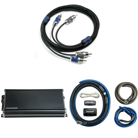 KICKER CXA1800.1 1800 Watt Mono Amp & 1/0AWG Power Kit & 5 M. RCA