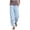 Light Blue, variant on cocolona Womens Summer Lace Hollow Out Linen Pants Elastic Waist Straight Wide Leg Vacation Beach Trousers with Pocket