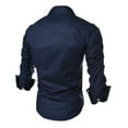 thumbnail image 3 of Iugvhana Shirts Men Casual Splicing Button Down Shirts Slim Fit Long Sleeve Turndown Collar Shirt Blouse with Pocket Navy XL, 3 of 3