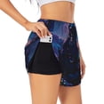 thumbnail image 2 of Bixox Women's Starry Sky Meditating Chimpanzees pattern 2 in 1 Running Shorts - Lightweight Athletic Workout Gym Yoga Shorts Liner with Pockets - Small, 2 of 5