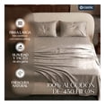 thumbnail image 2 of Juego De Sábanas Matrimonial Algodón Mercerizado Premium 450 Hilos Esquimal, Certificación Oeko-tex, Khaki, 2 of 7