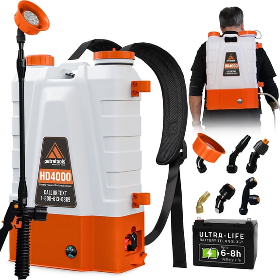 Petratools HD4000 4 Gallon Backpack Sprayer Electric Sprayer Back Pack Battery Sprayer