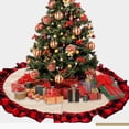 thumbnail image 3 of Naiovety de árbol de Navidad con ribete a cuadros, delantal inferior de diámetro de 120cm, cubierta de Base bordada, decoraciones de Kits de decoración para fiestas Rojo y negro Naiovety HA068021-02, 3 of 6