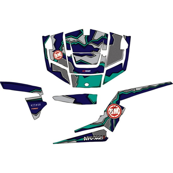 Attack Graphics Quake Complete UTV Graphics Kit Teal/Navy/Grey for Can-Am Maverick 1000R 2017