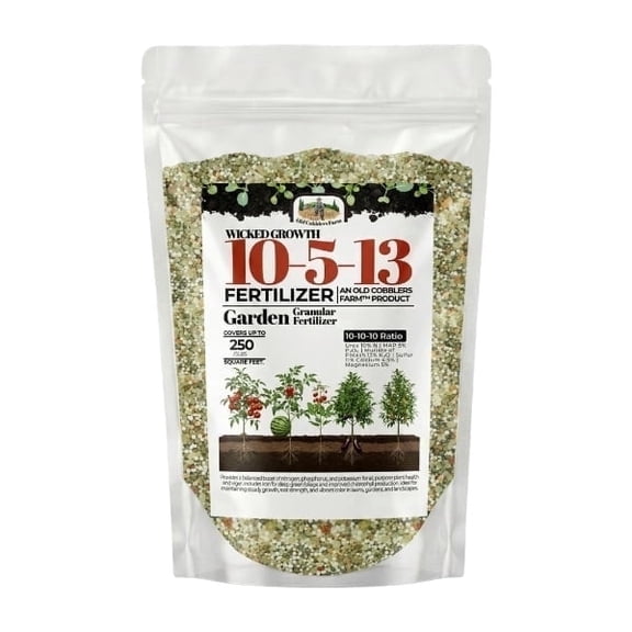 Old Cobblers Farm™ Wicked Growth 10-5-13 Fertilizer WIth Micronutrients - High Nitrogen-Phosphate - Strong Roots, Healthy Growth, and Lasting Blooms (5 lbs | 10 lbs | 15 lbs | 20 lbs) (5 lbs)