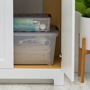 IRIS 32 Qt. Plastic Storage Bin with Lid, Stackable Storage Containers, Tote