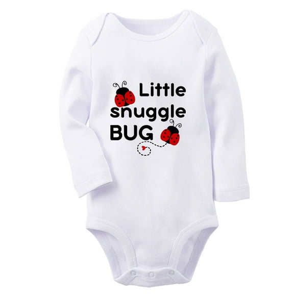 Babies Little Snuggle Bug Funny Rompers, Newborn Baby Unisex Bodysuits, Infant Jumpsuits, Toddler 0-12 Months Kids Long Sleeves Oufits (White, 6-12 Months)