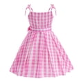 thumbnail image 5 of Disfraz de princesa rosa sin mangas, vestido de fiesta, vestido de cosplay de rol de Barbie con cinturón, falda a cuadros, disfraz de Halloween, vestido para niñas, 5 of 5