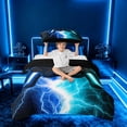 thumbnail image 3 of meiyoeat Neon Lightning Gaming Twin Bedding for Boys Girls, Electric Gamer Duvet Cover Set, Blue Cyan, Black Reversible 2pcs, 1 Duvet Cover and 1 Pillowcase, 3 of 7