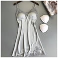 thumbnail image 2 of Nfurl Lingerie for Women Camisole Nightgowns Elegant Lace Trim Spaghetti Strap Nightgown Built in Bra Casual Sleeveless Night Gowns Silver,S, 2 of 4