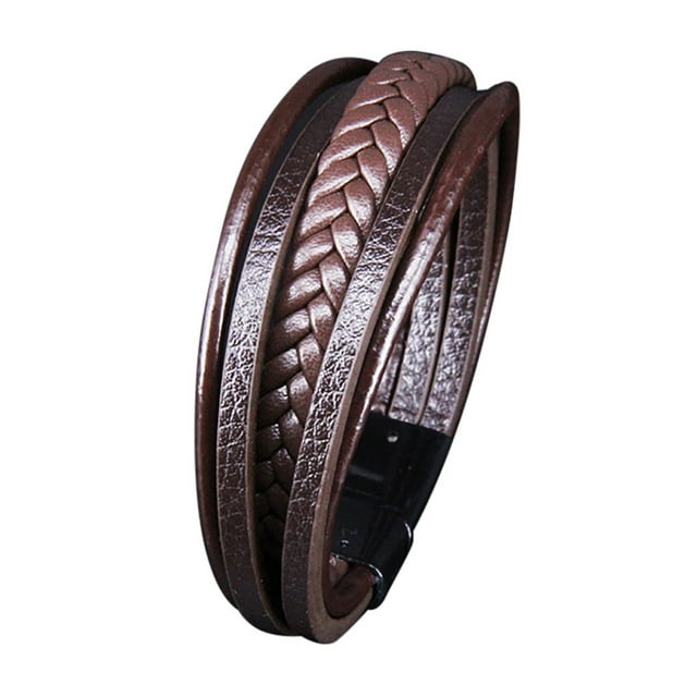 Pulseras para mujer, regalos para hombres y mujeres, nueva tendencia, pulsera de aleación multicapa tejida a mano con hebilla magnética, una pulsera.