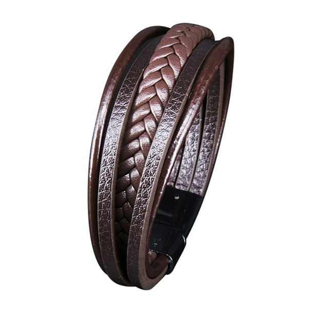Pulseras para mujer, regalos para hombres y mujeres, nueva tendencia, pulsera de aleación multicapa tejida a mano con hebilla magnética, una pulsera.