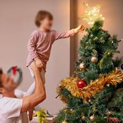 Christmas Star Tree Topper, Lighted Christmas Tree Topper, Hollow Gold Lighted Tree Star, LED Light up Xmas Tree Topper with 30 LE