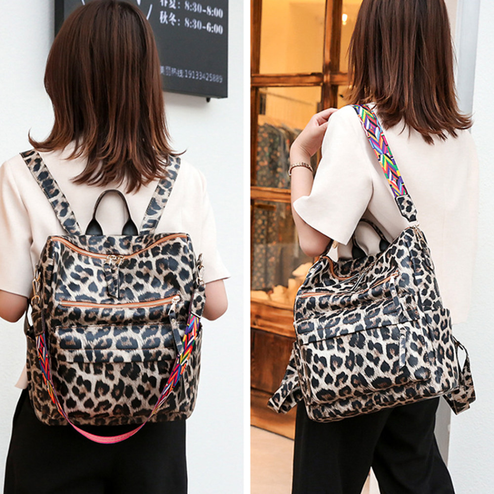 leopard print school backpack