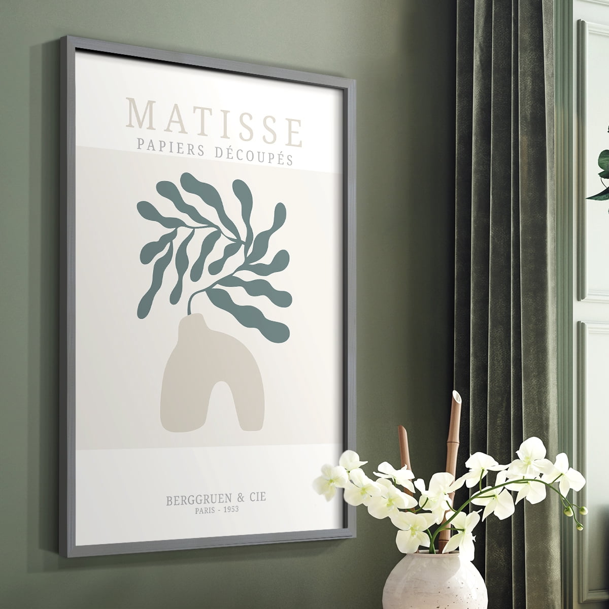 Matisse CDXXXVI in Gray Solid Wood Framed Print No Nail Hanging