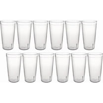 Tumbler Beverage Cup, Stackable Cups, Break-Resistant Commercial SAN Plastic, (20 oz, Clear-2) Set of 12