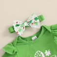thumbnail image 6 of CAICJ98 Baby Toddler Girl Clothes Summer Outfit Romper Sets Ruffle Short Sleeve Top + Shorts + Bow Hairband 3Pcs Set Green,0-3 Months, 6 of 6