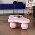thumbnail image 3 of GZXS 40" Small Cloud Shaped Coffee Table in Pink, Minimalist Irregular Low Coffee Table with Ball Legs and Smooth Edges, Easy Assembly, 3 of 7