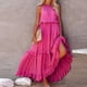 thumbnail image 2 of 2025 Vestido largo sin mangas para mujer, vestido de playa informal con volantes fluidos, vestido de poliéster de cintura alta, tallas S-XXL, 2 of 8
