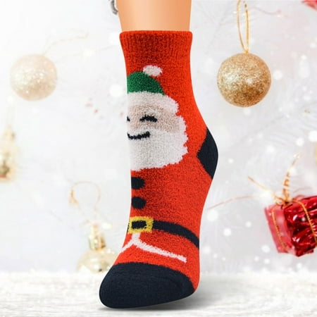 

KEUSN Christmas Women s Cartoon Floor Socks Thicken Warm Non-slip Sleeping Socks Slippers Socks