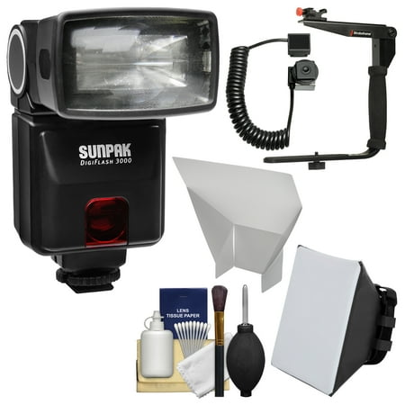 Sunpak DigiFlash 3000 iTTL Electronic Flash Unit with Bracket & Cord + Soft Box + Bounce Reflector + Cleaning Kit for Nikon Digital SLR Camera