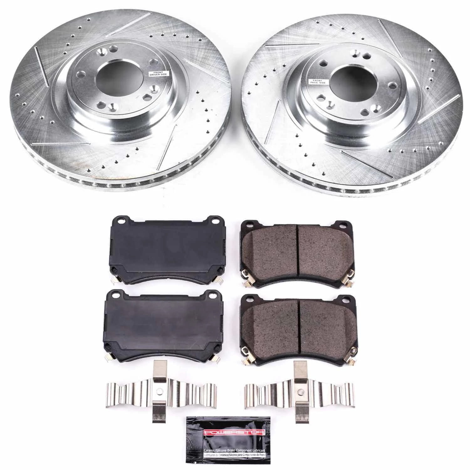 PowerStop Front Z23 Evolution Sport Carbon-Fiber Ceramic Brake Pad and Drilled & Slotted Rotor Kit Fits: HYUNDAI Select Models K5843