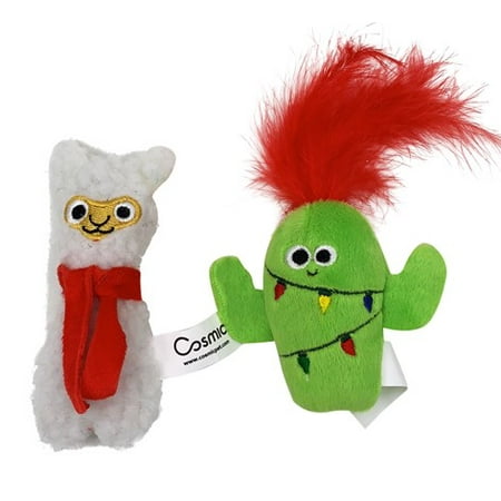 Pet Zone Holiday Lights Llama Plush Catnip Filled Cat Toys for Cats and Kittens  2 Pack