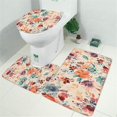 thumbnail image 2 of Pioneer Flower Floral Print Pattern Bathroom Rugs Sets 3 Piece,Toilet Cover Set,Absorbent Non Slip Bathroom Mats Sets with U-Shaped Contour Rug Toilet Rug Set, 2 of 5