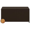 thumbnail image 2 of vidaXL Garden Storage Box with Wheels Brown 190L Poly Rattan, 2 of 5