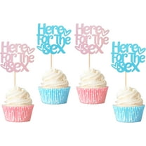 10pcs Here for the Sex Cupcake Toppers Pink or Blue Glitte Gender Reveal Cupcake Picks for Boy or Girl Gender Reveal Theme Baby Shower Kids Birthday Party Cake Decorations