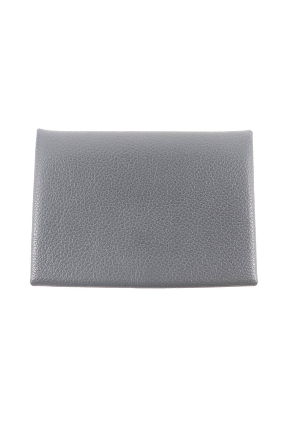 Pre-Owned HERMES Calvi Duo Gris Misty Evercolor Silver Hardware Wallet/Coin Case with W Stamp,...