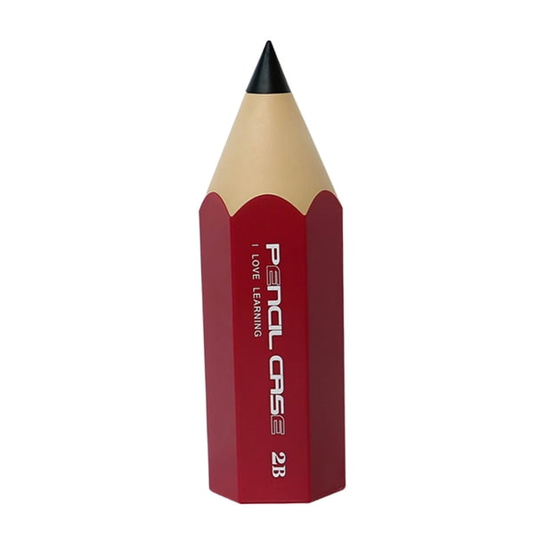 Organizador de lápices con forma de lápiz, soporte para bolígrafos, taza para escritorio, organizador de escritorio a prueba de polvo rojo