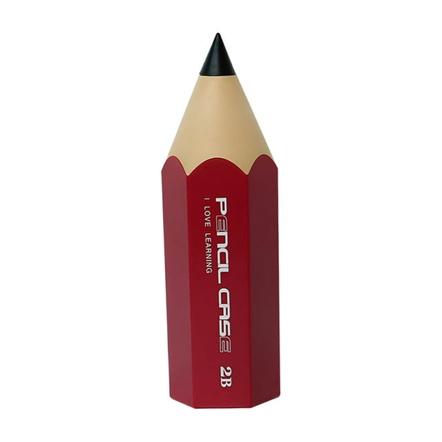 Organizador de lápices con forma de lápiz, soporte para bolígrafos, taza para escritorio, organizador de escritorio a prueba de polvo rojo