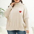 thumbnail image 2 of Holiday Usmixi Womens Sweater Winter Womens Turtleneck Sweater Long Sleeve Plus Size Comfort Knitted Pullover Tunic Fashion Heart Print Ladies Girls Sweater Tops Big Saving, 2 of 4