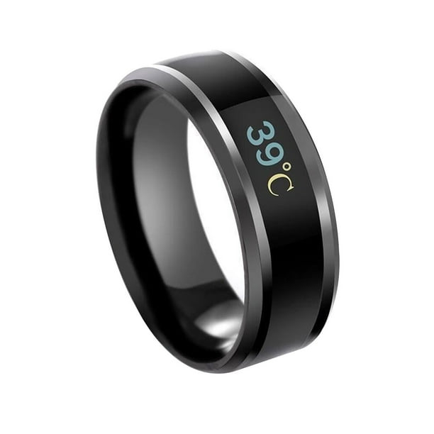 Guardurnaity Anillo de temperatura impermeable Anillos de humor de emoción de acero Pareja inteligente Ropa, zapatos y accesorios Miscelánea Negro 7 #