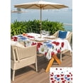 thumbnail image 5 of Outdoor Tablecloth with Umbrella Hole for Patio/Picnic/Party/Camping, Red Blue Floral Waterproof Table Cloth Rectangle Table Cover Washable, Independence Day Flowers Farmhouse (60"x 84"), 5 of 8