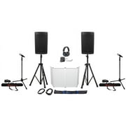 DJ Package w/ (2) JBL EON610 10" Speakers+Stands+Cables+Mics+Headphones+Facade