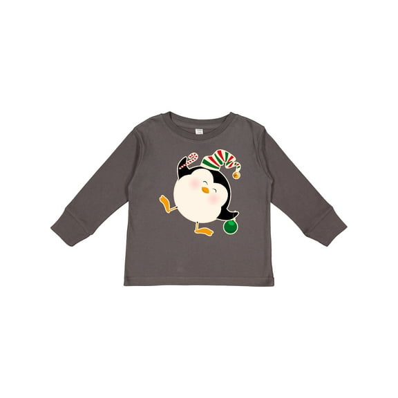 Inktastic Happy Christmas Penguin Boys or Girls Long Sleeve Toddler T-Shirt