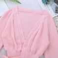 thumbnail image 5 of YEAHDOR Kids Little Girls Ballet Knit Wrap Sweater Long Sleeve Warm-up Cardigan Pink 9-10, 5 of 7