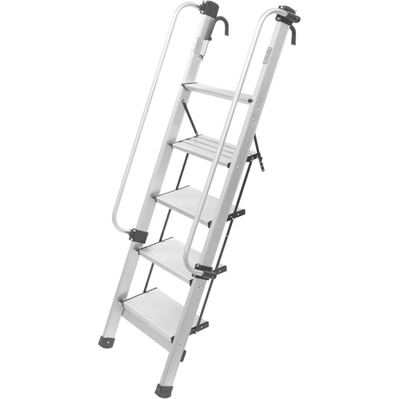 5 Step Ladder with Handrails Adjustabl Bunk Bed Ladder with Foldable Treads Aluminum Alloy Ladders for Home, Garage Load 330 lbs