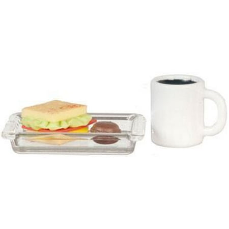 Dollhouse Sandwich & Coffee & Cookie On Plate