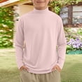 thumbnail image 2 of YOUYEDIAN Boys Turtleneck Long Sleeve Shirts Kids Fleece Mock Neck Base Layer Top Casual Soft Comfy Versatile Sweater Sweatshirt (Light pink, 9-10 Years), 2 of 5