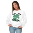 thumbnail image 5 of Shamrock Good Luck Charm St. Pattys Women Crewneck Sweatshirt Brisco Brands M, 5 of 6