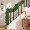thumbnail image 6 of Guvpev 2Pcs Christmas Garland, 6FT Artificial Cedar Garland, Realistic Cypress Pine Needle Greenery Garland with Pinecone for Mantel Table Railing Fireplace Indoor & Outdoor Christmas Decorations, 6 of 8