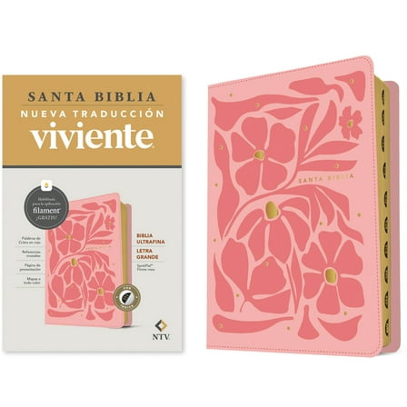 Biblia Ultrafina Ntv, Letra Grande Con Filament (Sentipiel, Flores Rosa, Índice, Letra Roja), (Hardcover)
