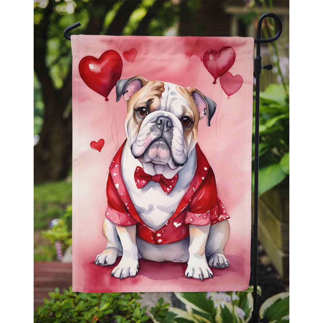 English Bulldog My Valentine Garden Flag 11.25 in x 15.5 in